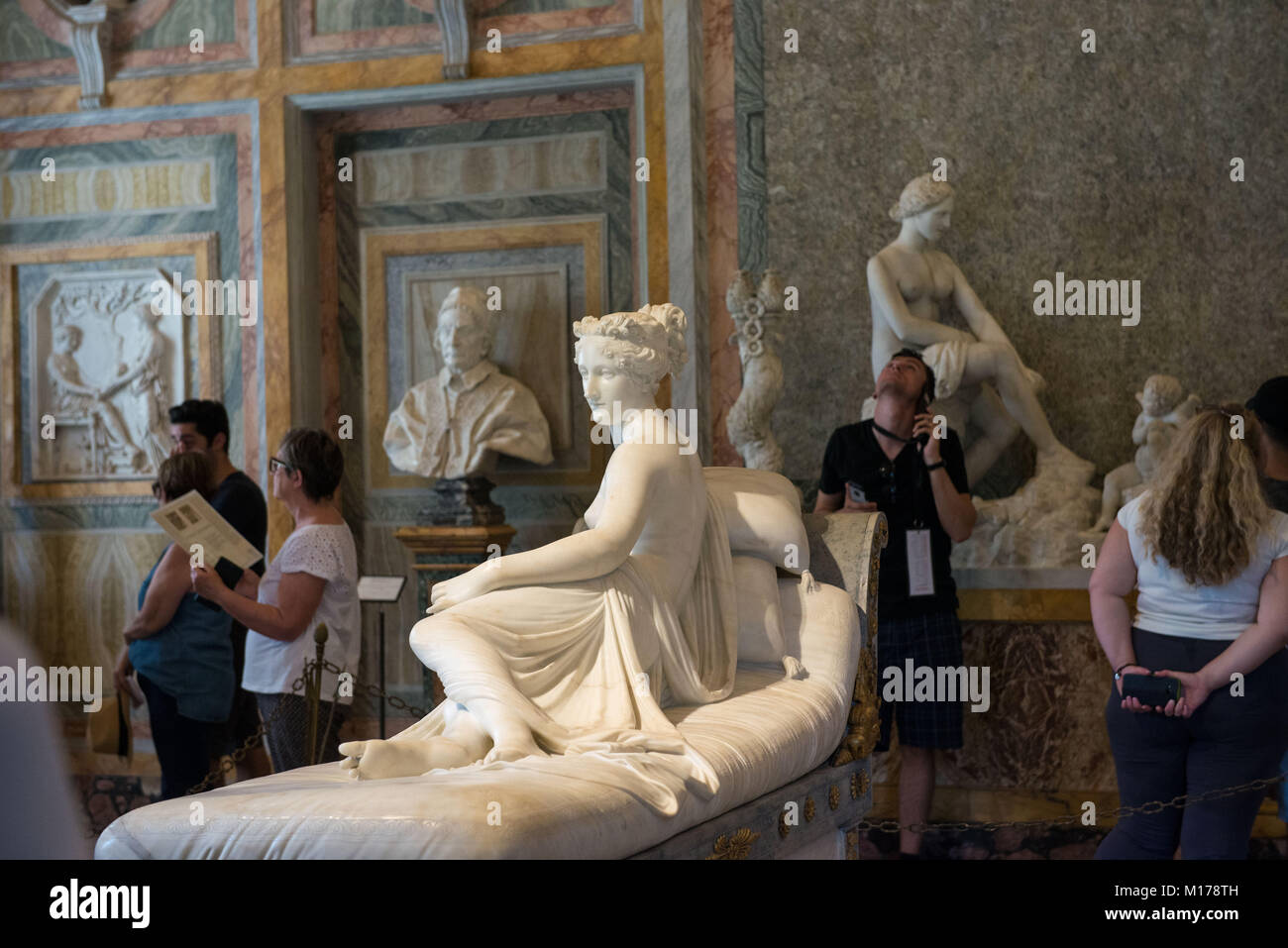 Rom, Italien. Galerie Borghese Marmor Portrait von Paolina Borghese von Antonio Canova. Stockfoto