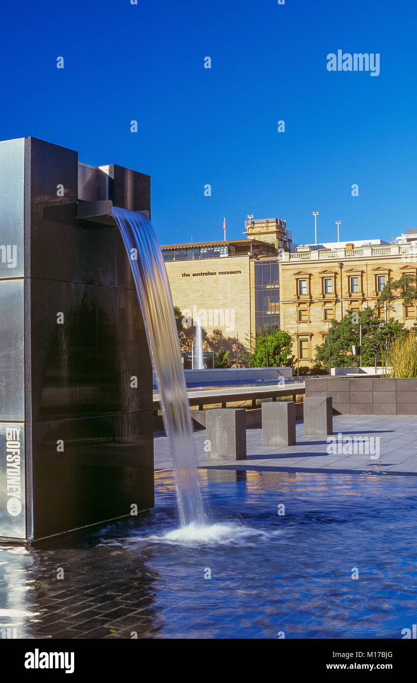 Das Australian Museum in Sydney, von Cook und Phillip Park gesehen, ist das älteste Museum in Australien, mit Name im natürlichen Geschichte und Anthropologie. Stockfoto