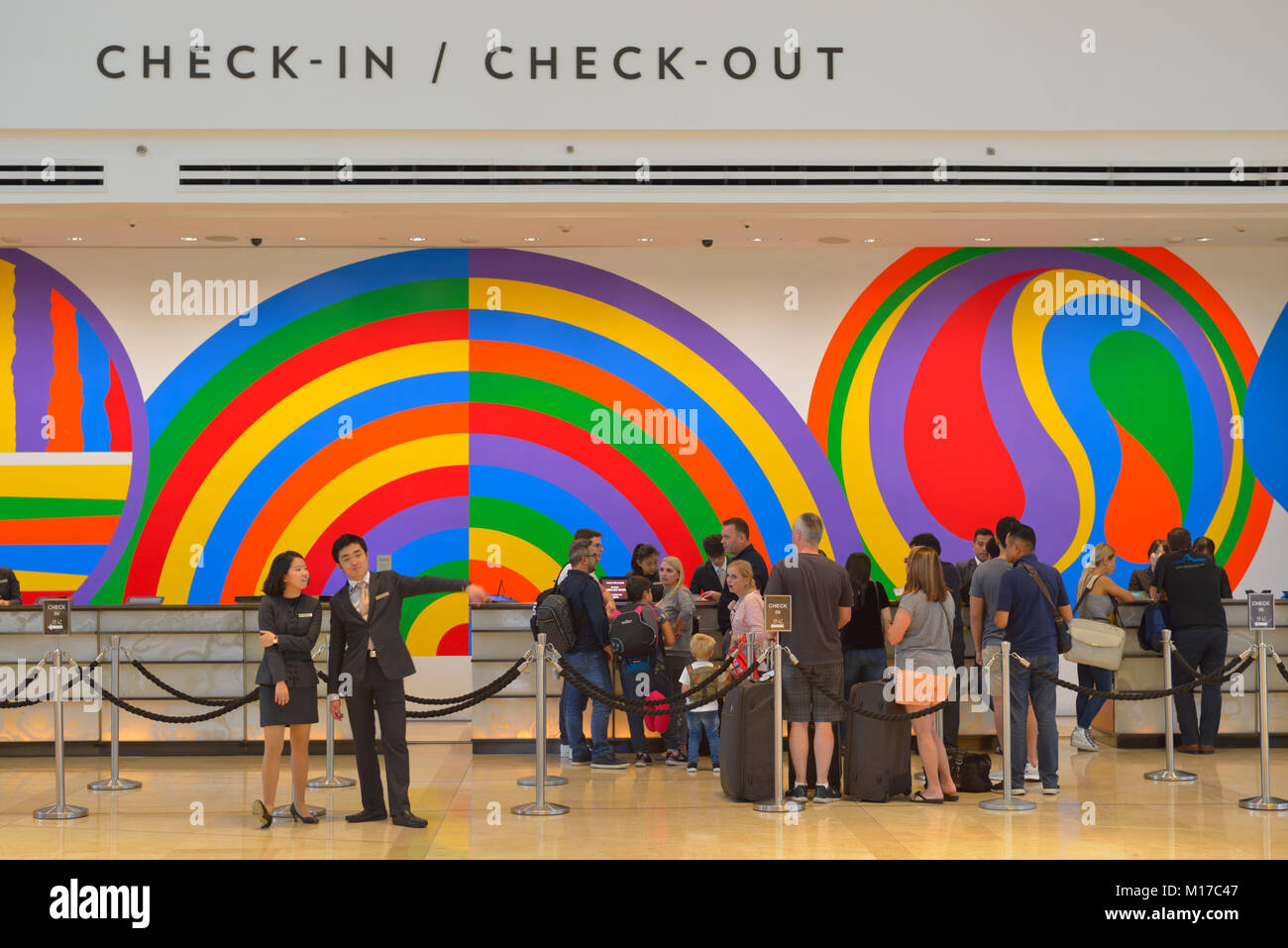 Check-in Check-out an der Marina Bay Sands, Singapur SIN Stockfoto