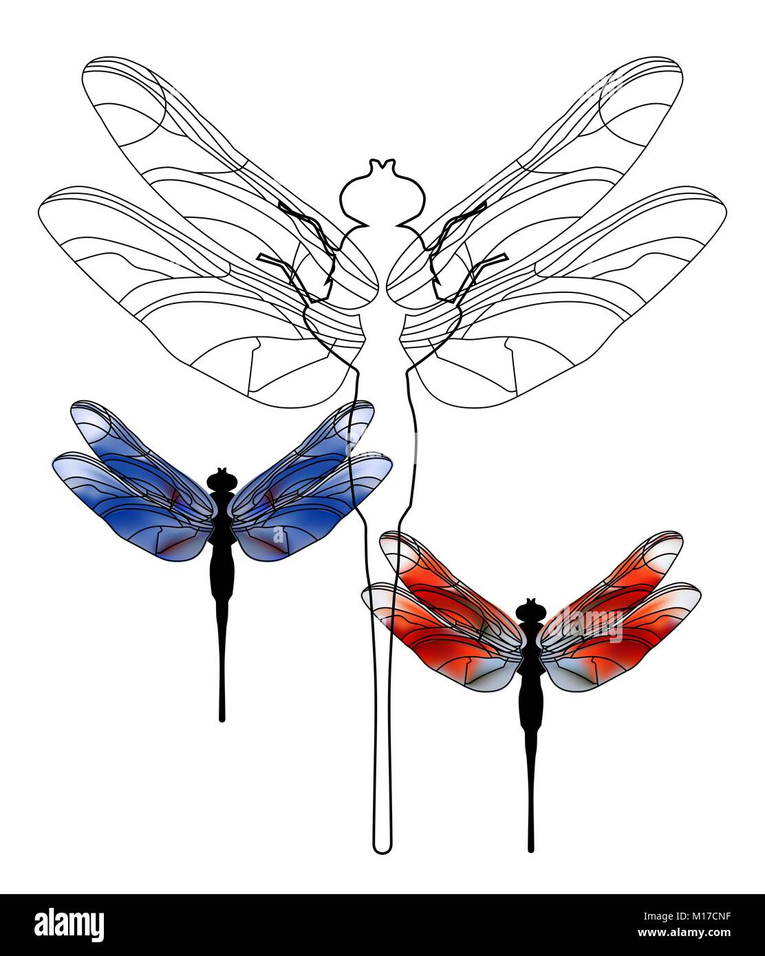 Lustig kind Cartoon Illustration einer Libelle. Helle Dragonfly flattert einem Sommertag über Blumen. Stock Vektor