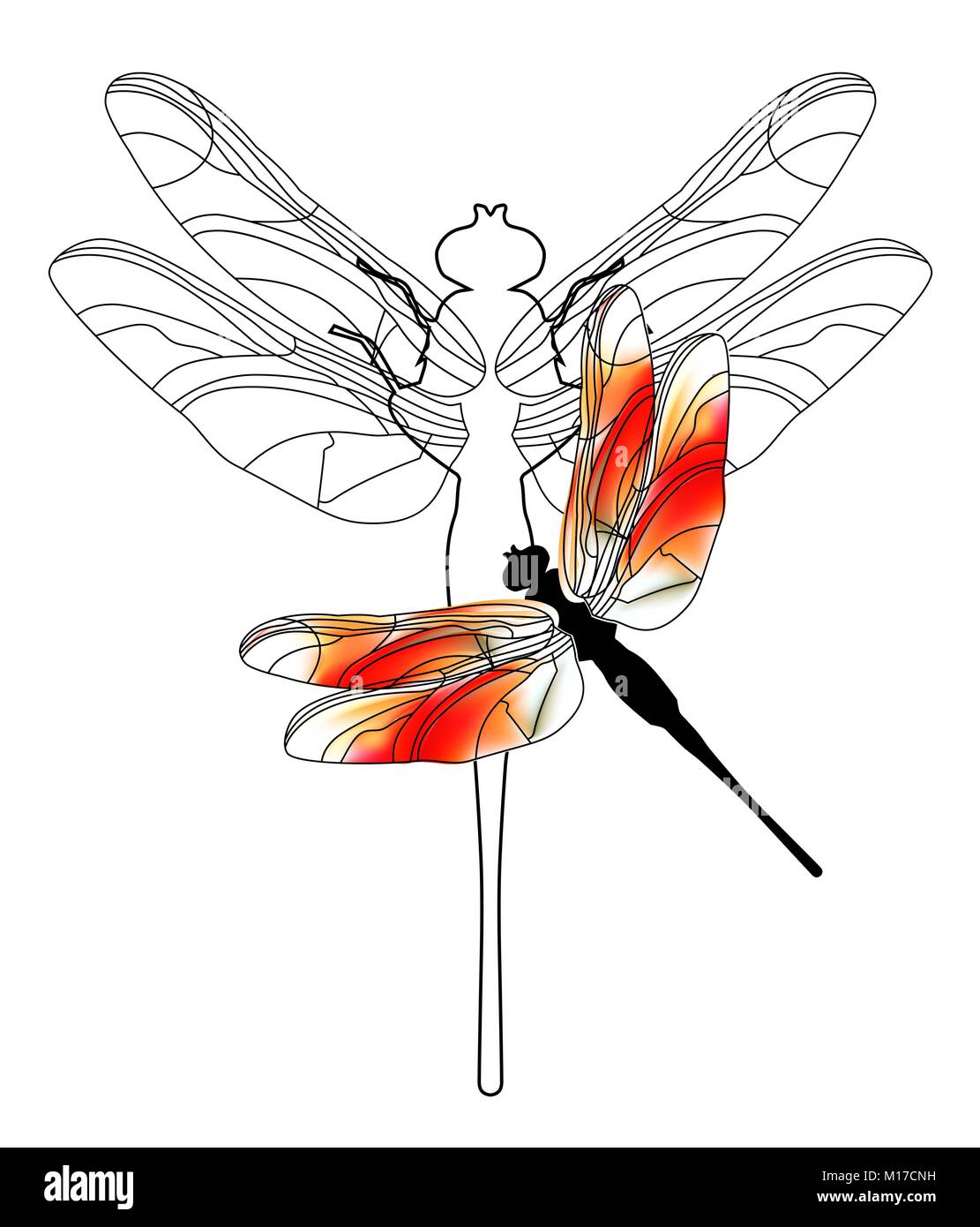 Lustig kind Cartoon Illustration einer Libelle. Helle Dragonfly flattert einem Sommertag über Blumen. Stock Vektor