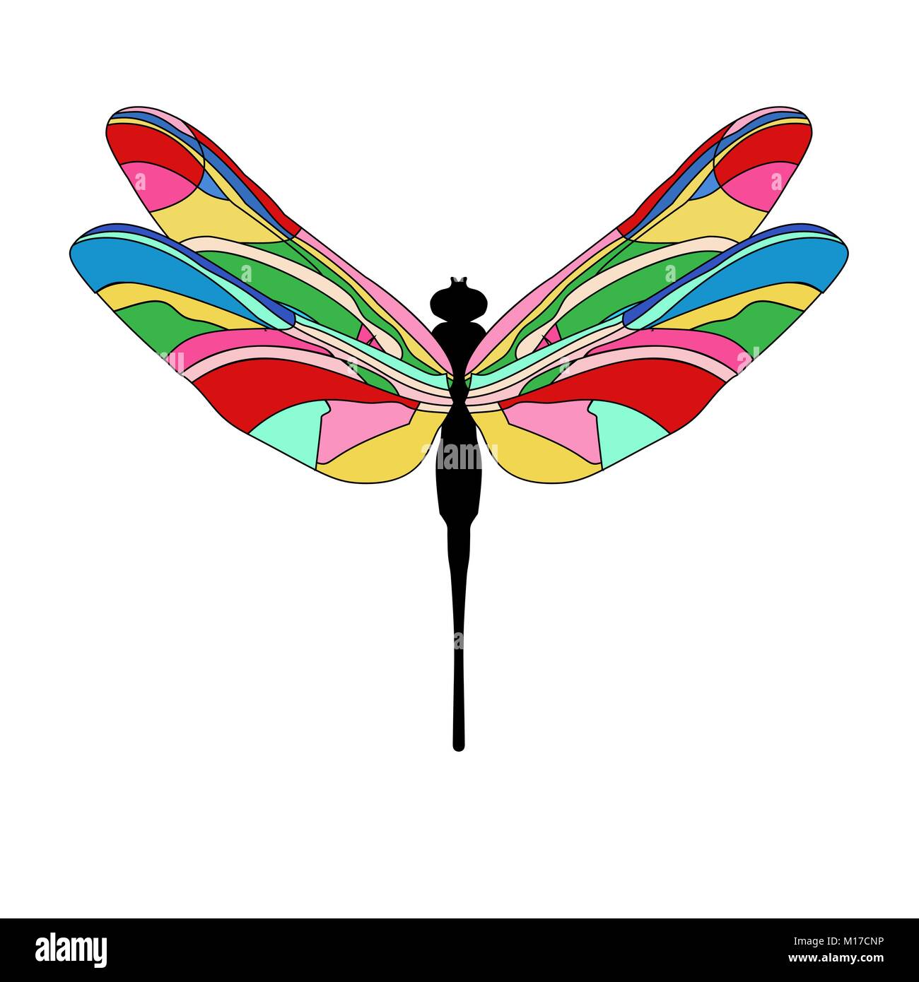 Lustig kind Cartoon Illustration einer Libelle. Helle Dragonfly flattert einem Sommertag über Blumen. Stock Vektor