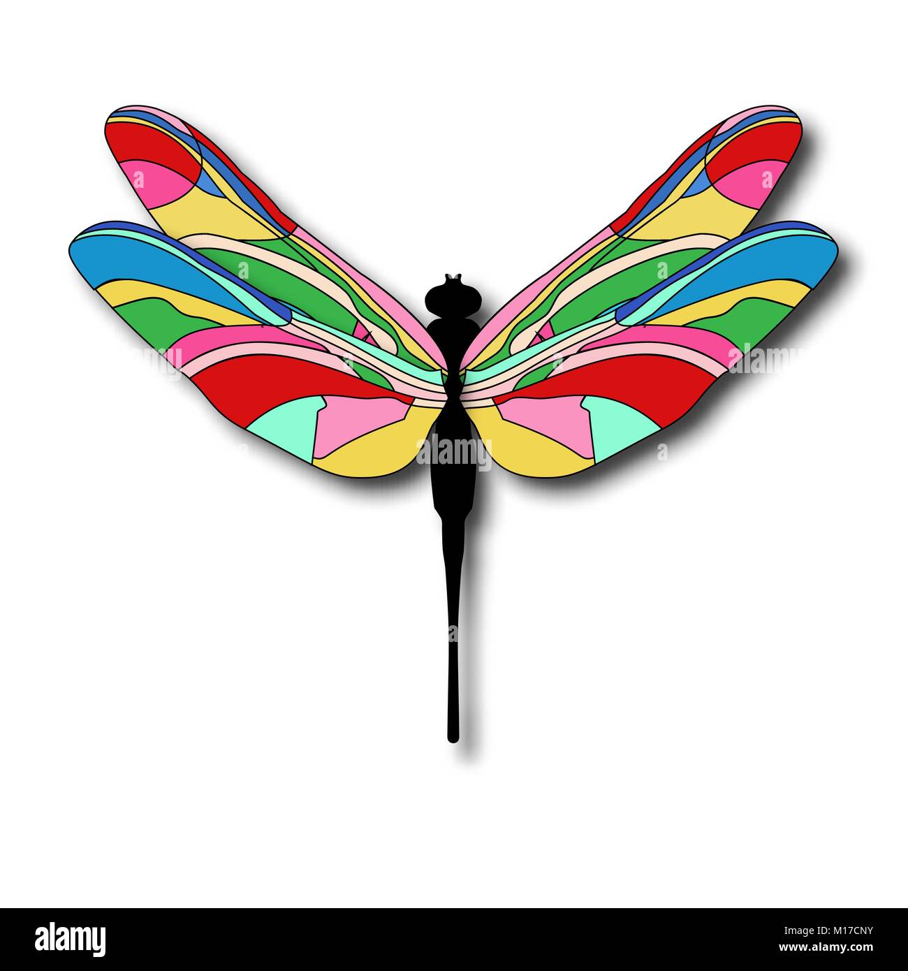 Lustig kind Cartoon Illustration einer Libelle. Helle Dragonfly flattert einem Sommertag über Blumen. Stock Vektor