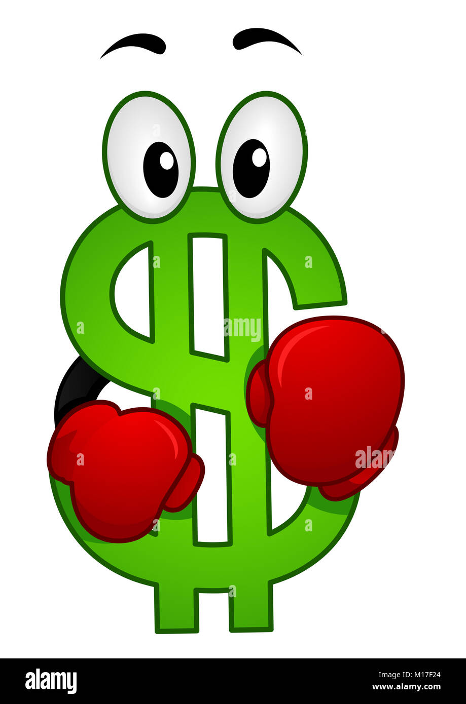 Abbildung: ein Dollar Maskottchen Boxhandschuh Stockfoto