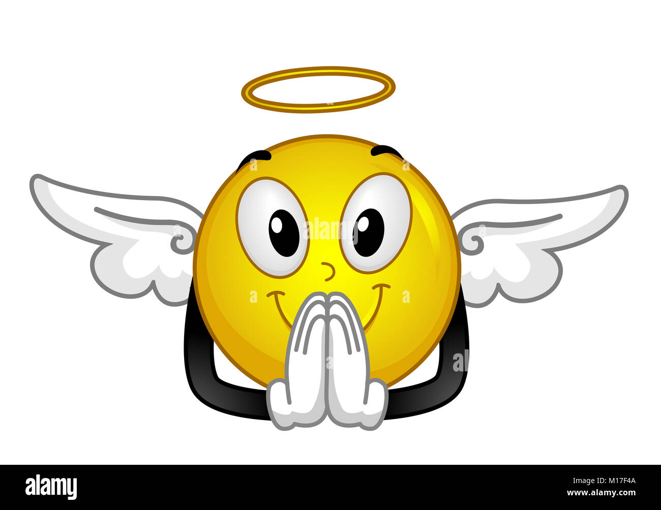 Abbildung Ein Engel Smiley Mit Einem Heiligenschein Und Flügel Beten Stockfotografie Alamy