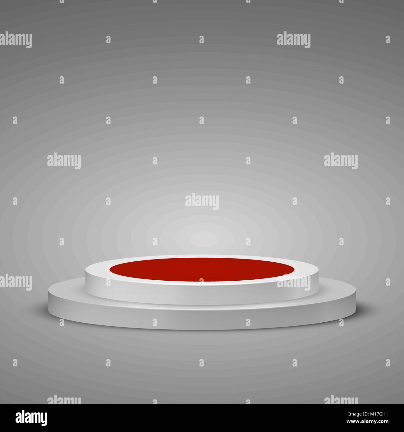 Zylindrische Podium mit roten Teppich. Bühne Podium Szene mit einem Schritt. Vector Illustration Stock Vektor