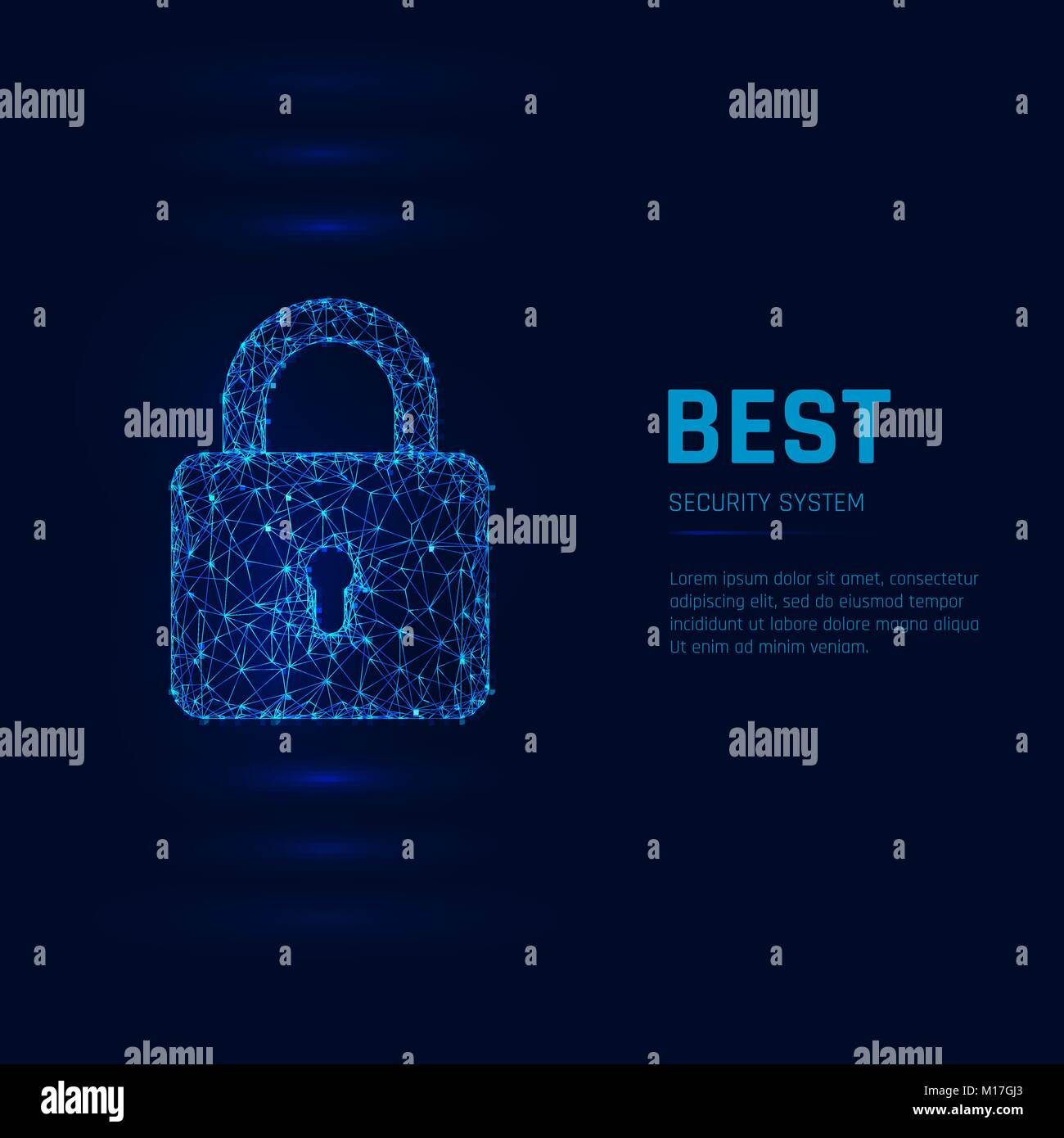 Cyber Security system Konzept. Schutz personenbezogener Daten. Schloss geschlossen. Vector Illustration Stock Vektor