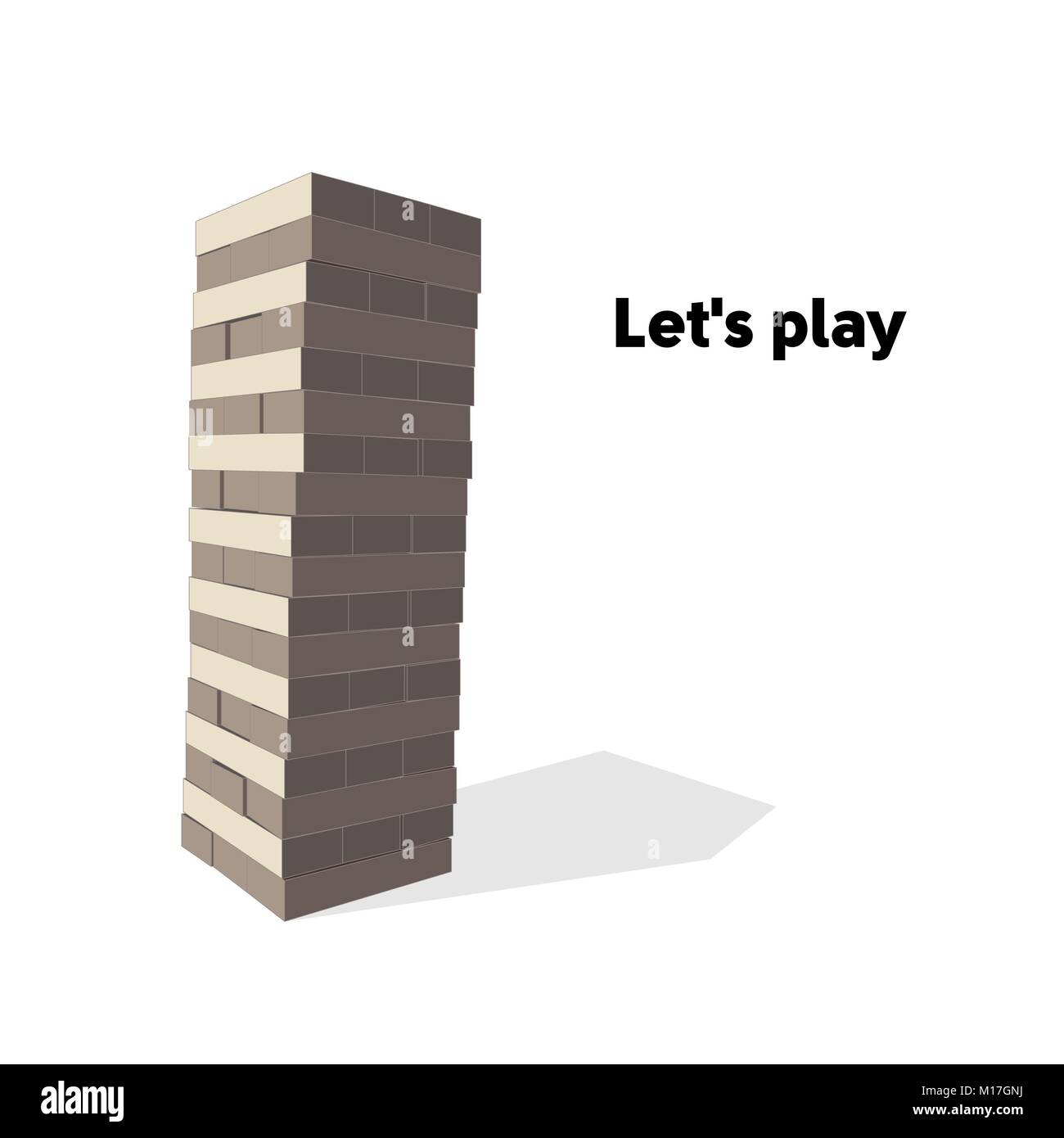 Block Tower Spiel auf weißem Hintergrund. Vector Illustration Stock Vektor