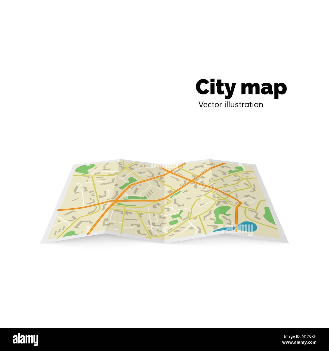 Stadtplan: Straßen, Avenue, Gebäude, Parks. Vector Illustration Stock Vektor