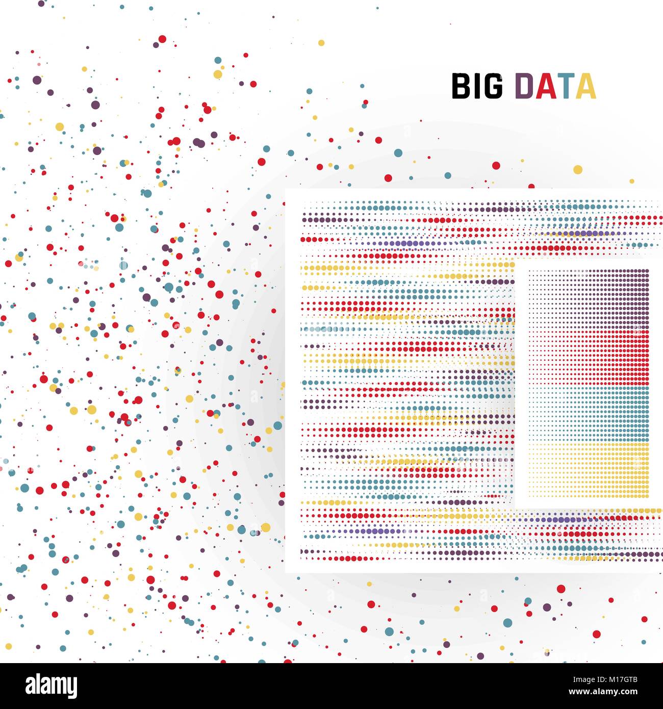 Große Daten. Verarbeitung von strukturierten und unstrukturierten Daten von großen Mengen. Vector Illustration Stock Vektor
