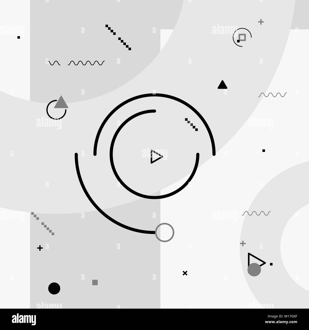 Motion Graphics Elemente. Schwarze und weiße Komposition. Vector Illustration Hintergrund. Geometrische Figuren Stock Vektor