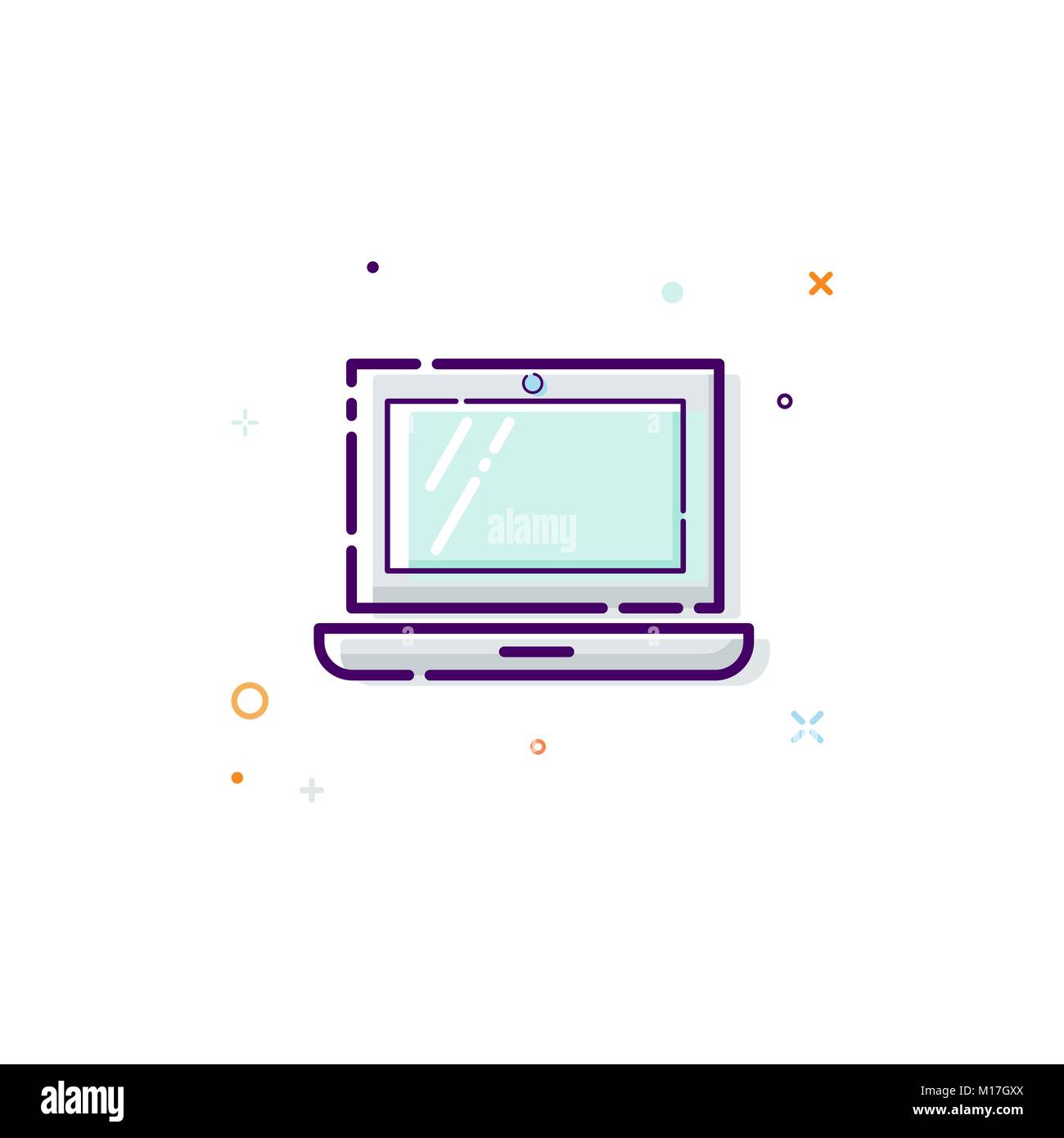 Laptop Symbol, dünne Linie flache Design Konzept. Computer Symbol auf weißem Hintergrund. Vector Illustration Stock Vektor