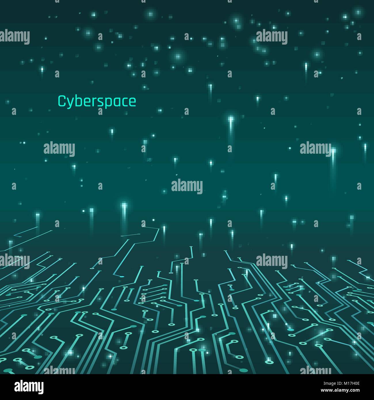 Cyberspace. Futuristisches Konzept. Stromkreis Titel und Daten übertragen. Vector Illustration Stock Vektor