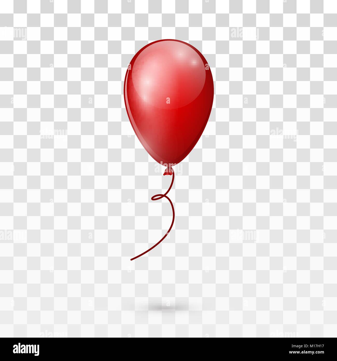 Rot glänzend Ballon auf transparentem Hintergrund isoliert. Vector Illustration Stock Vektor