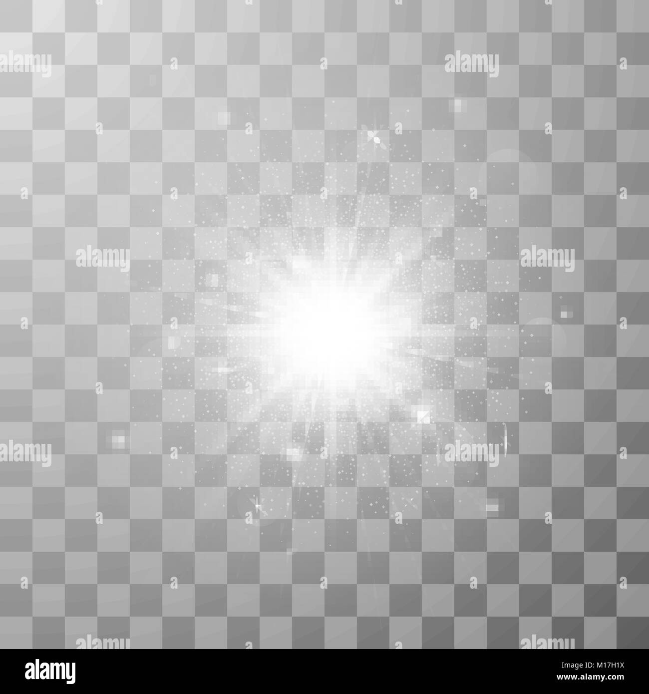 Glow Light Effect. Star Burst mit funkelt. Vector Illustration in transparenten Hintergrund Stock Vektor