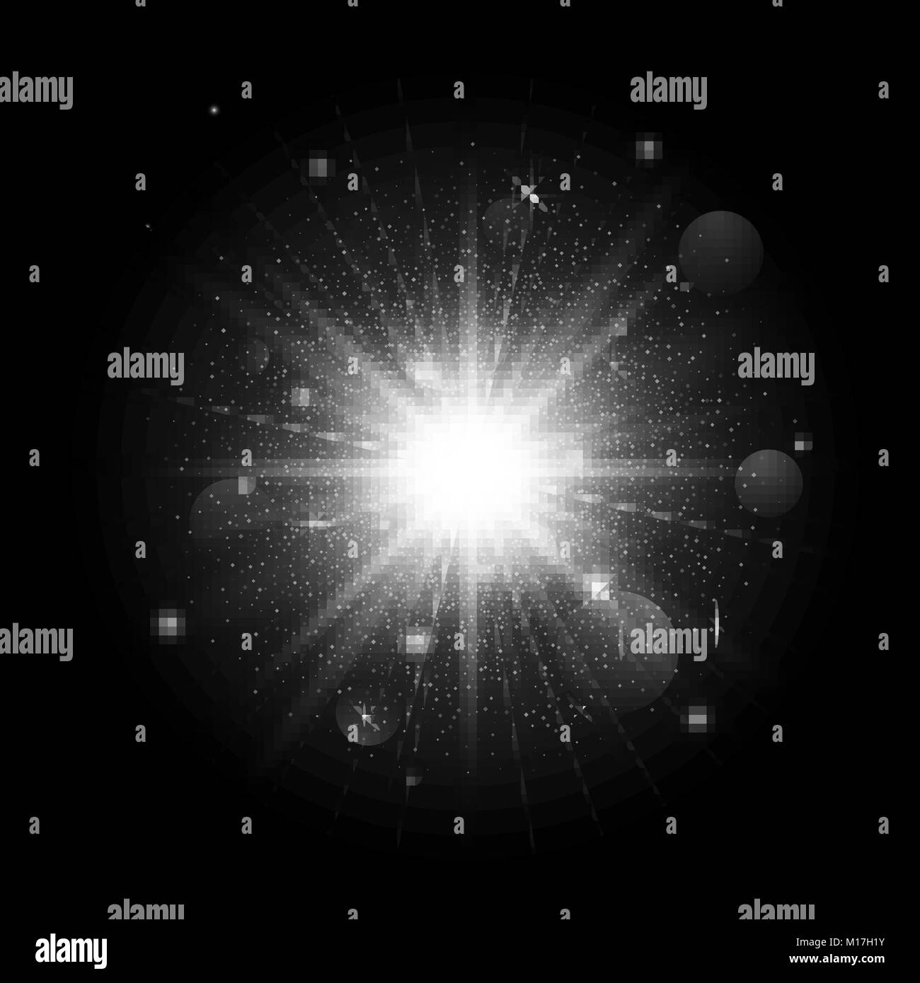 Leuchtende funkeln Sterne Licht auf dunklem Hintergrund. Weihnachtsdekoration mit Teilchen. Sternenhimmel Platz. Vector Illustration Stock Vektor