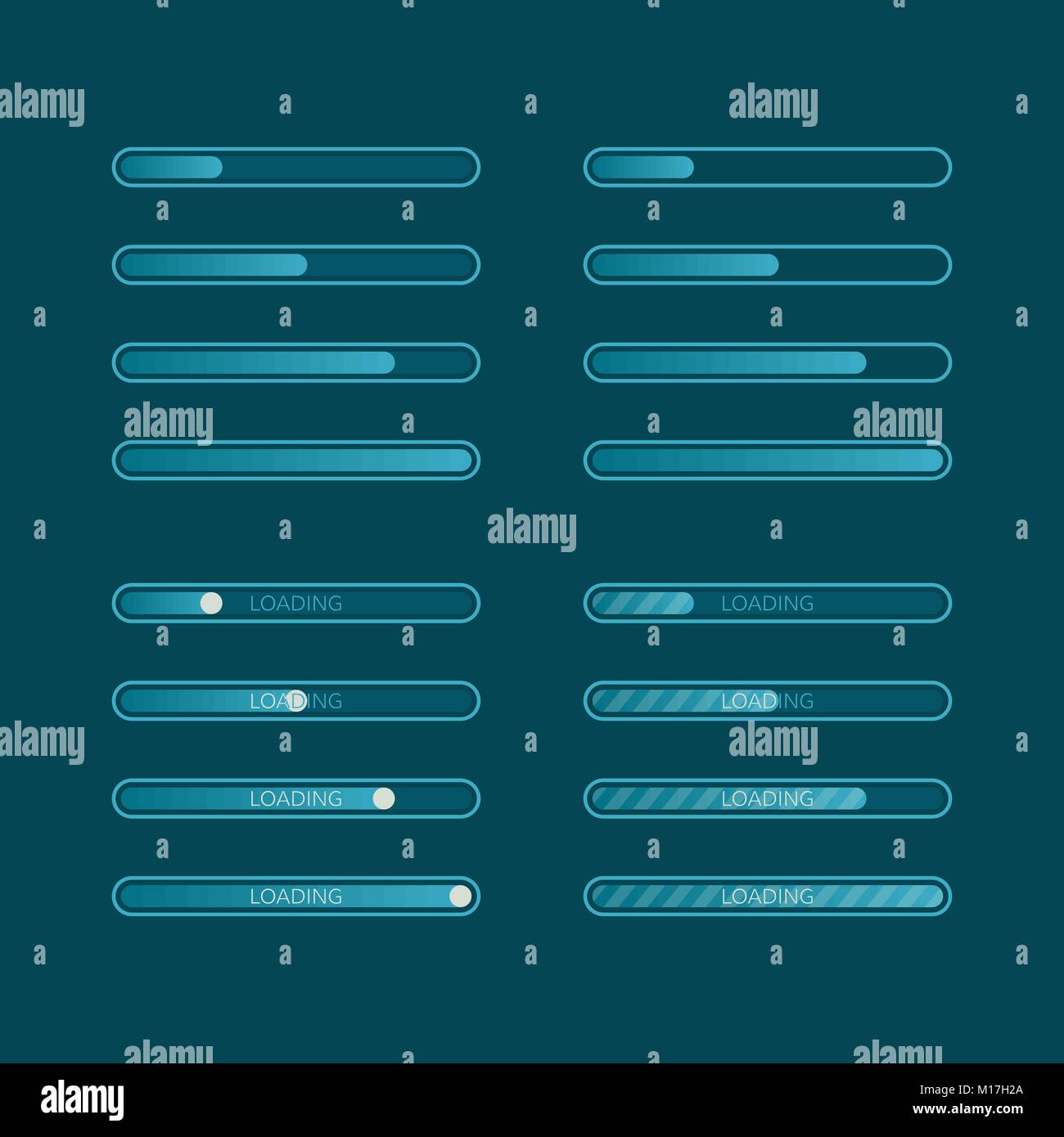 Website grafische Fortschritte laden. Satz flacher download Indikator. Vector Illustration Stock Vektor