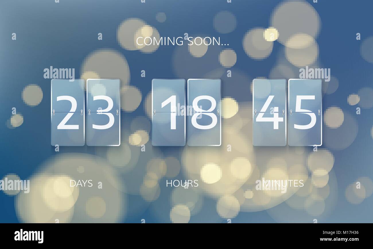 Countdown panel Design bekannt. Anzahl der Tage, Stunden und Minuten. Web Banner Countdown zum Neuen Jahr. Vector Illustration auf blur Weihnachten Hintergrund Stock Vektor