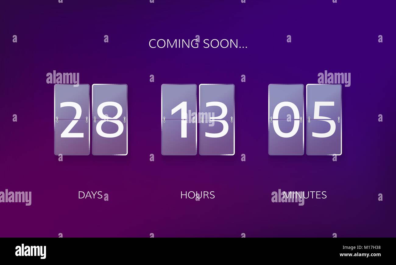 Countdown Design bekannt. Anzahl der Tage, Stunden und Minuten caming bald Ereignis. Vector Illustration Stock Vektor