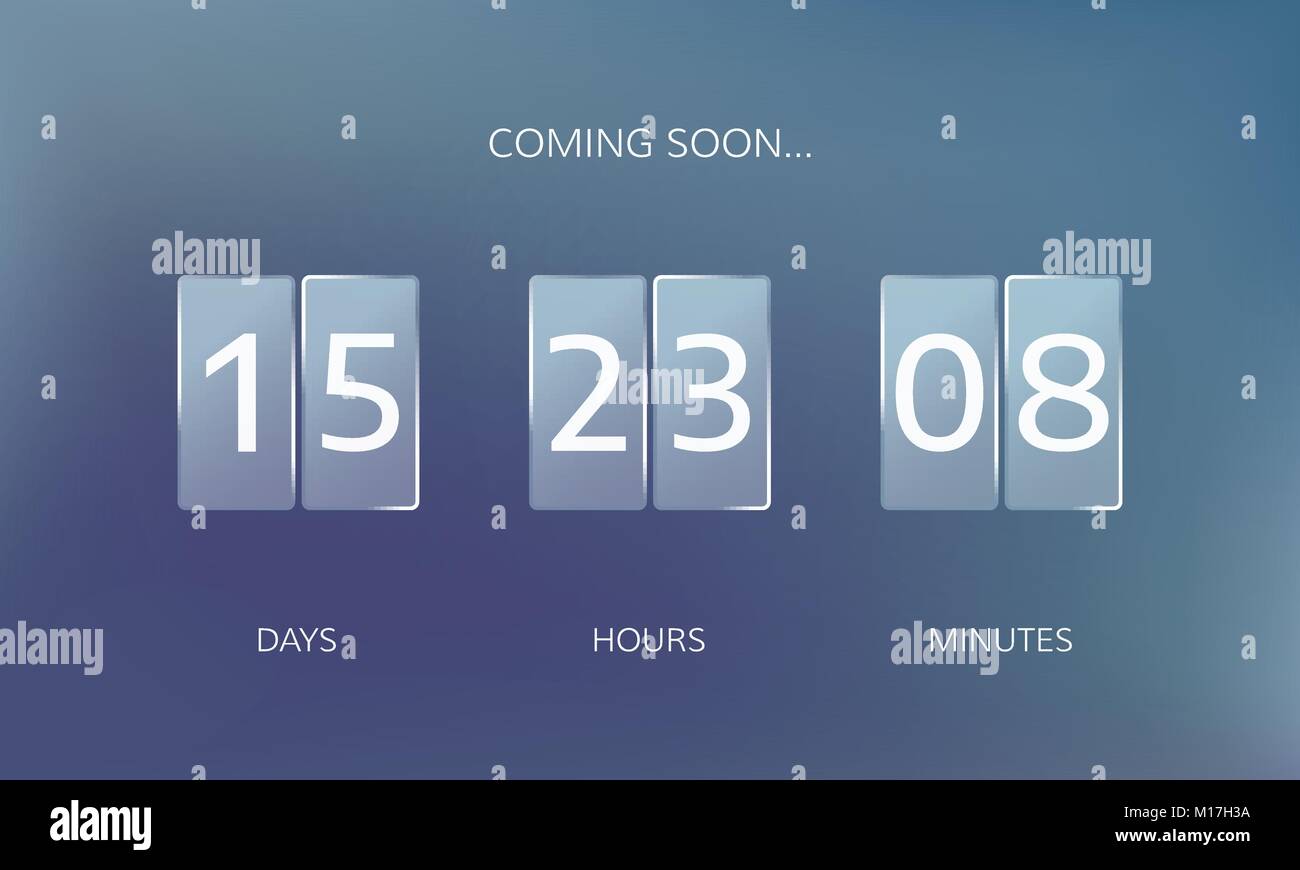Modernes Design einer Web countdown Banner. Konzept flachbild Countdown Zähler. Vector Illustration auf unscharfen Hintergrund Stock Vektor
