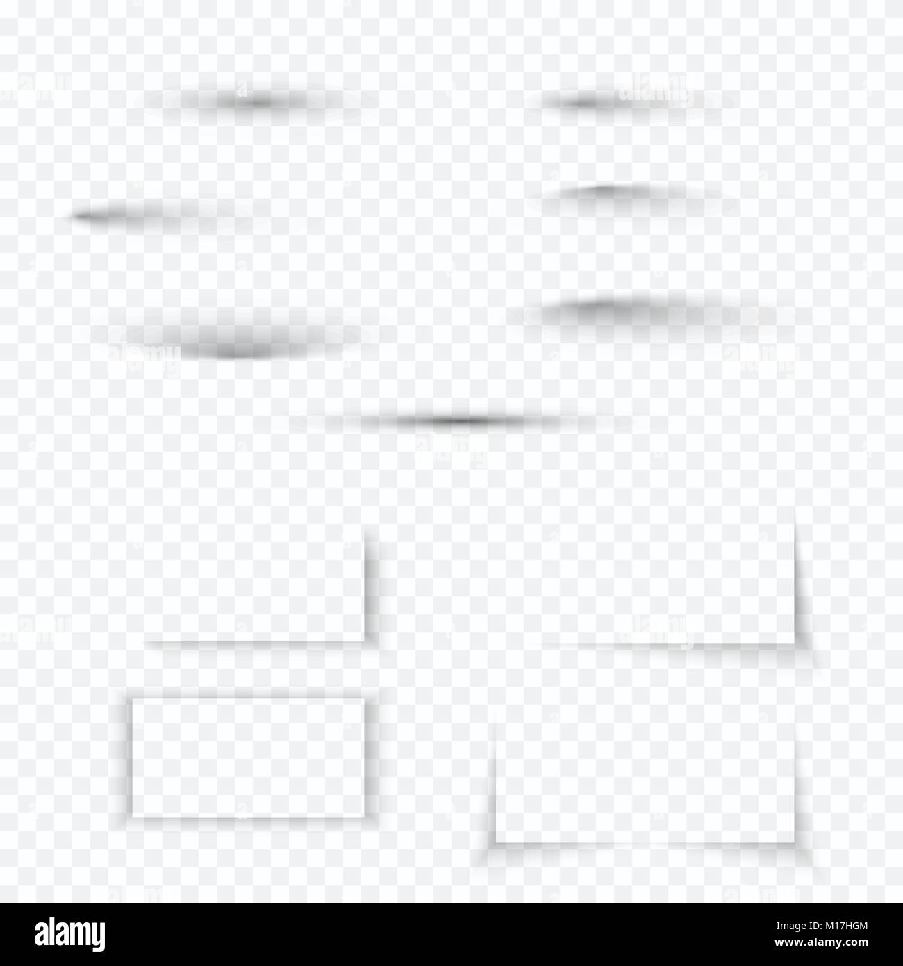 Transparente weichen Schatten gesetzt. Realistische abstrakte Schatteneffekt Sammlung mit weichem Rand. Vector Illustration isoliert auf transparentem Hintergrund Stock Vektor