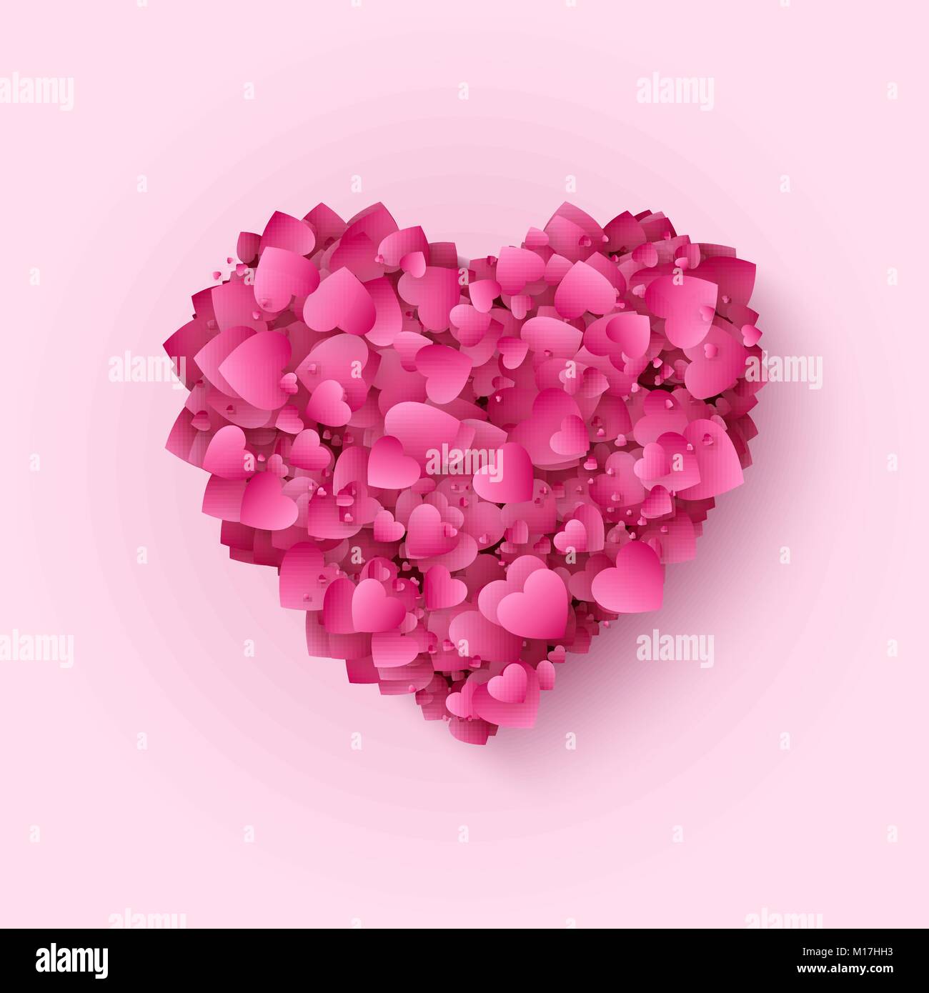 Valentines rot und rosa Herz. Dekorative romantischen Hintergrund mit viel Herz. Herz Symbol für Valentines Tag und Liebe. Vector Illustration. Stock Vektor