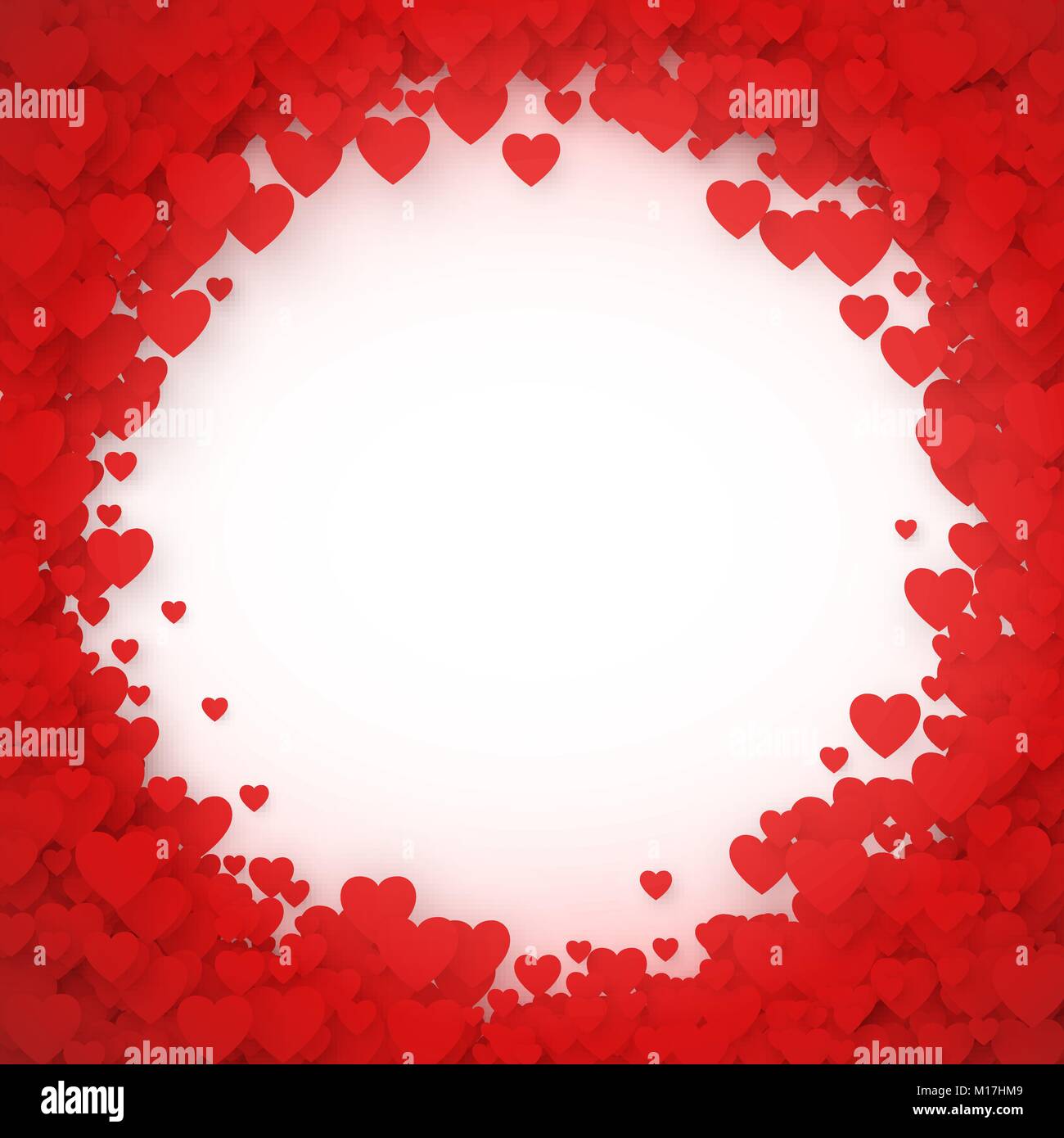 Rotes Herz Rahmen. Herz Konfetti Rahmen für Banner. St. Valentines Tag Herz Hintergrund. Vector Illustration Stock Vektor