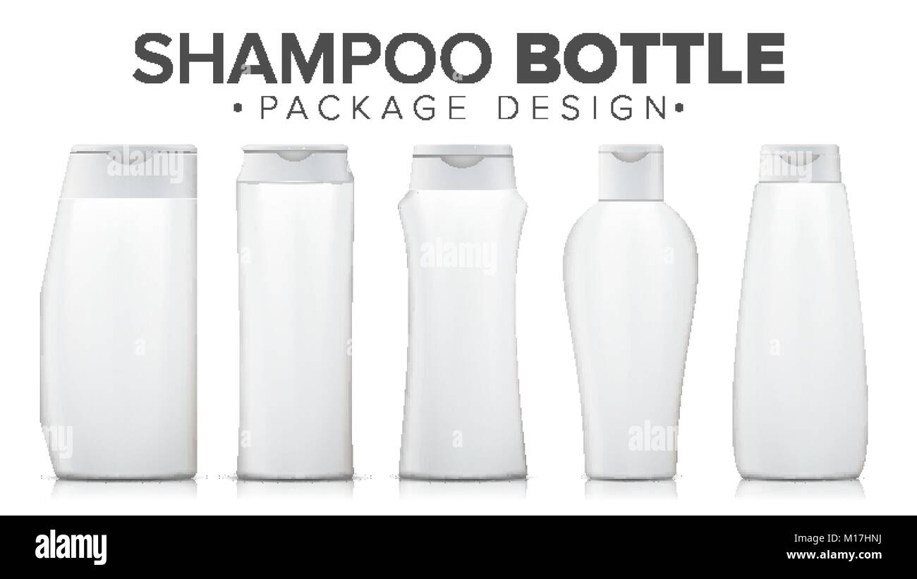 Shampoo Flasche Mock Up Vektor. Vorlage Plastikflasche. Produkt für die Reinigung des Körpers. Isolierte Abbildung Stock Vektor