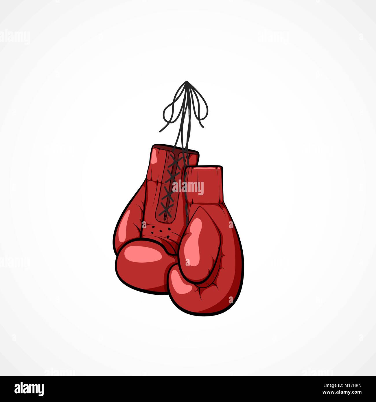 Paar rote Hand gezeichnet Boxer glovers auf eine Zeichenkette. Boxer glovers Symbol der Kampfkunst und Sport. Boxing Wettbewerbe Konzept. Vector Illustration ist Stock Vektor