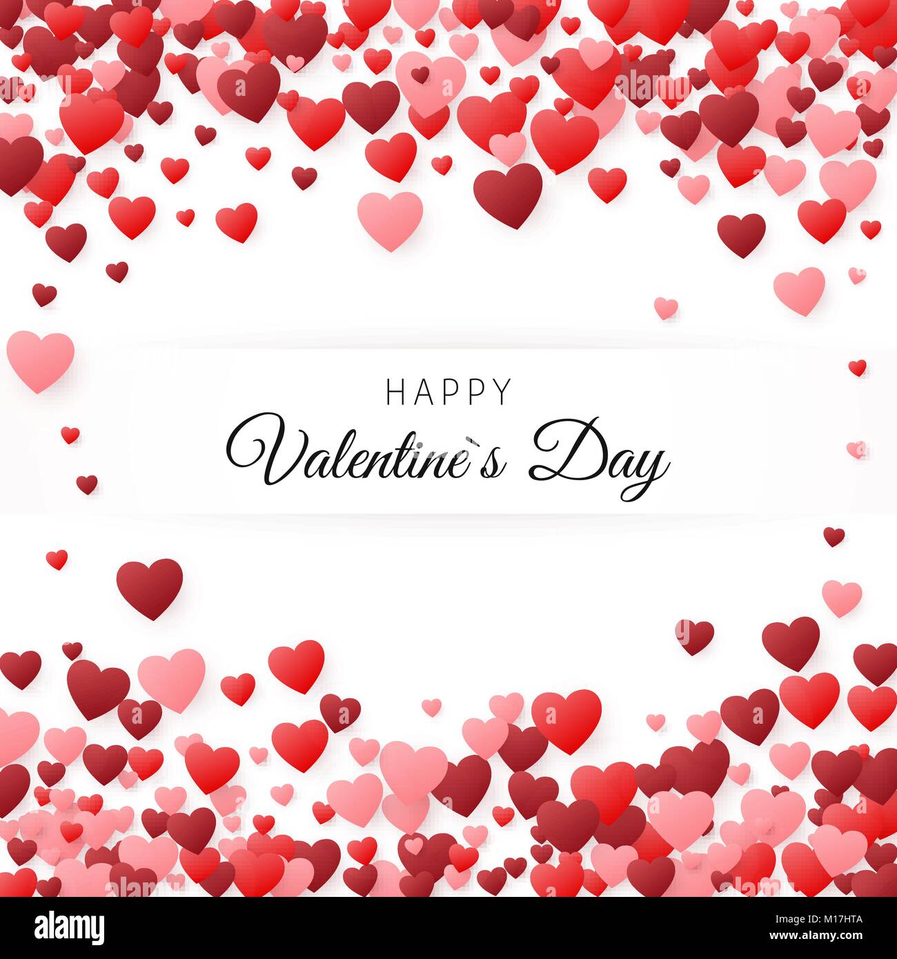 Happy Valentines Tag Grußkarte. Grußkarte Abdeckung Vorlage. Hintergrund mit Herzen mit Platz zur Beschriftung gefüllt. Vector Illustration Stock Vektor