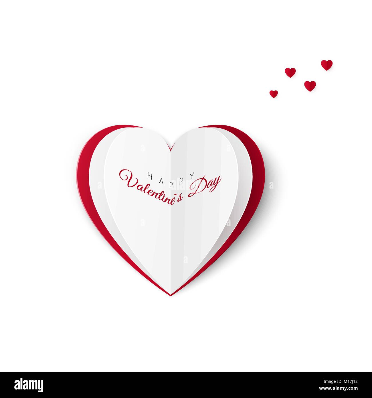 Gruß Valentine Karte mit der Inschrift des einen Happy Valentinstag. Grußkarte in Form von einem Herz aus Papier. Vector Illustration isoliert auf w Stock Vektor