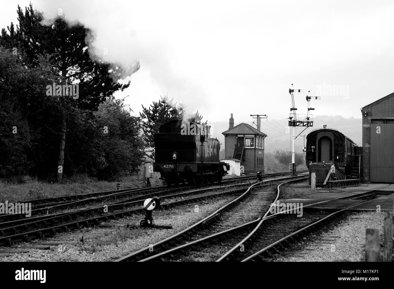 Dampfmaschine 4270 Wechselstrecke an der Toddington Station in Gloucestershire Stockfoto