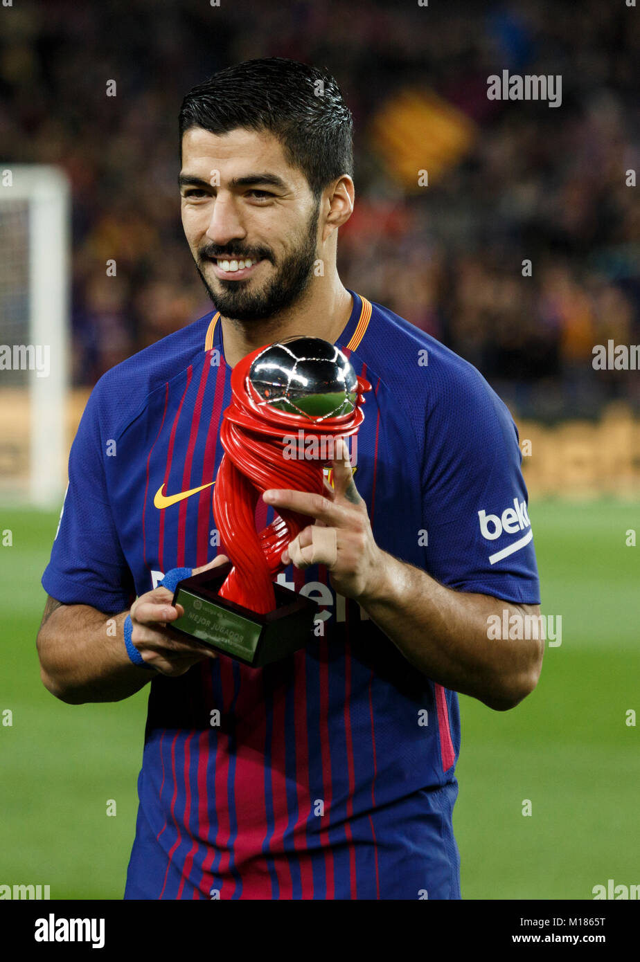 Barcelona, Spanien. 28 Jan, 2018. (09) Suárez beste Spieler des Monats. Credit: Joan Gosa Badia/Alamy leben Nachrichten Stockfoto
