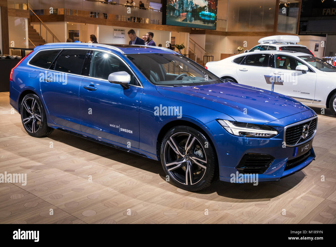 Brüssel - Jan 10, 2018: neue Volvo V90 Kombi Auto auf dem Automobil-Salon in Brüssel gezeigt. Stockfoto