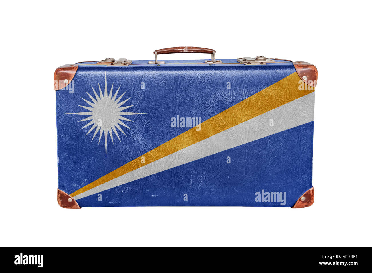 Vintage Koffer mit Marshall Flagge Inseln isoliert auf weißem Hintergrund  Stockfotografie - Alamy