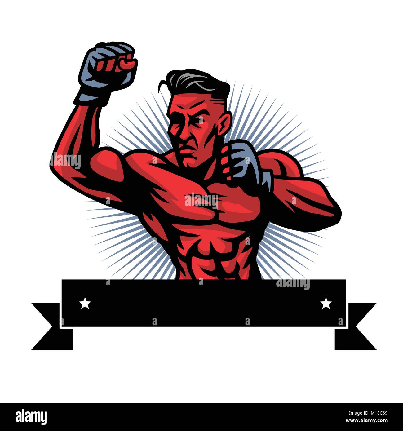 MMA-Kämpfer Logo Design Template Stock Vektor