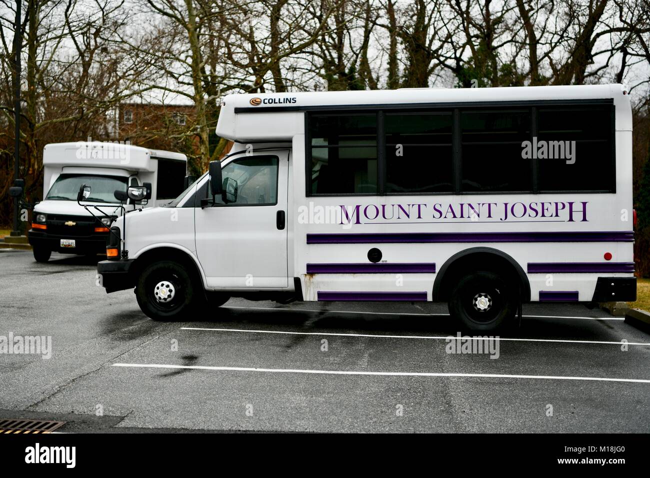 Mount Saint Joseph High School Bus, Baltimore, MD, USA Stockfoto