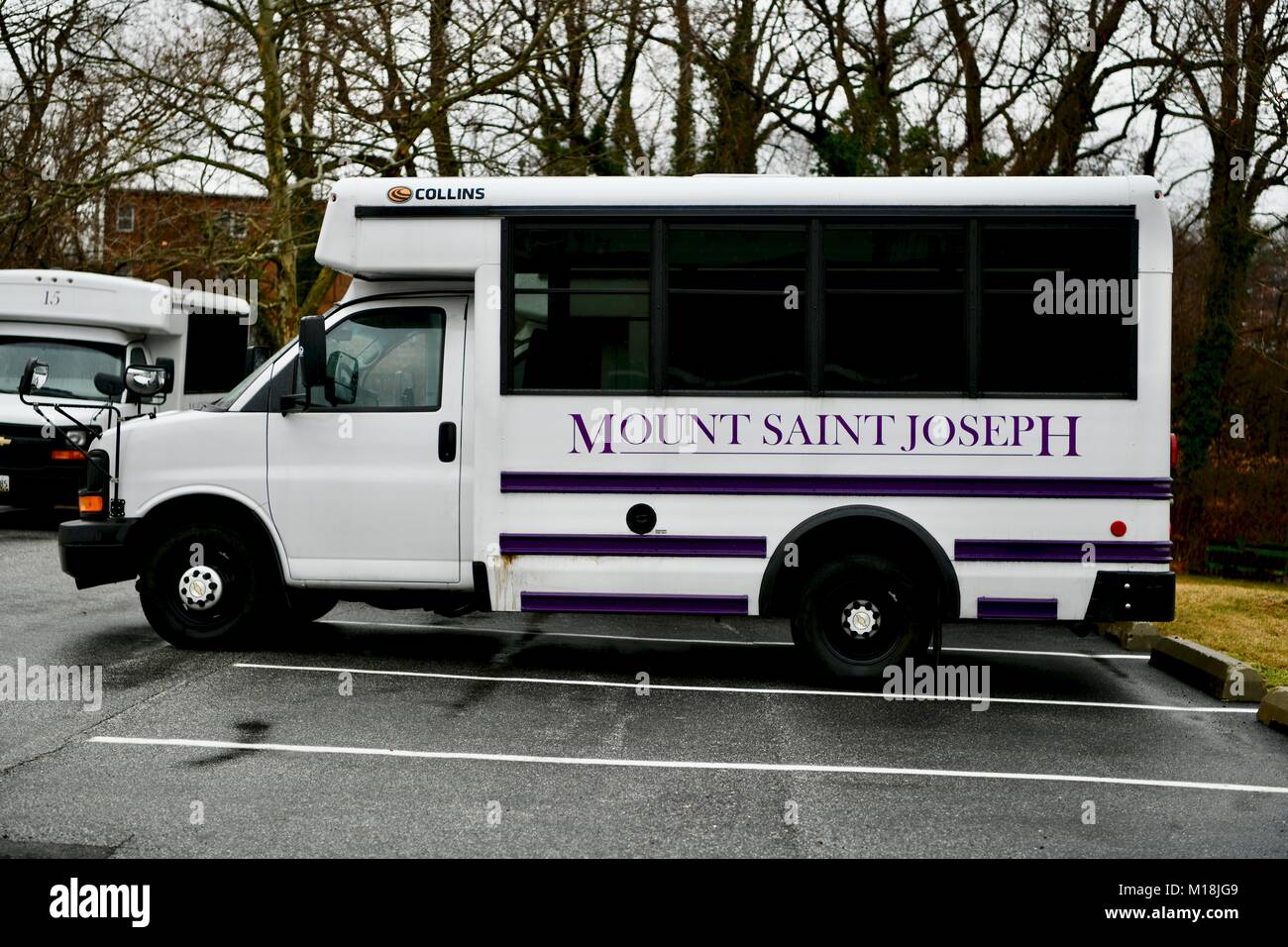 Mount Saint Joseph High School Bus, Baltimore, MD, USA Stockfoto