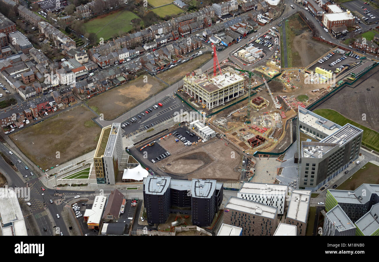 Luftbild der Neuen kommerziellen Entwicklung im leazes Bereich von Newcastle upon Tyne, Großbritannien Stockfoto