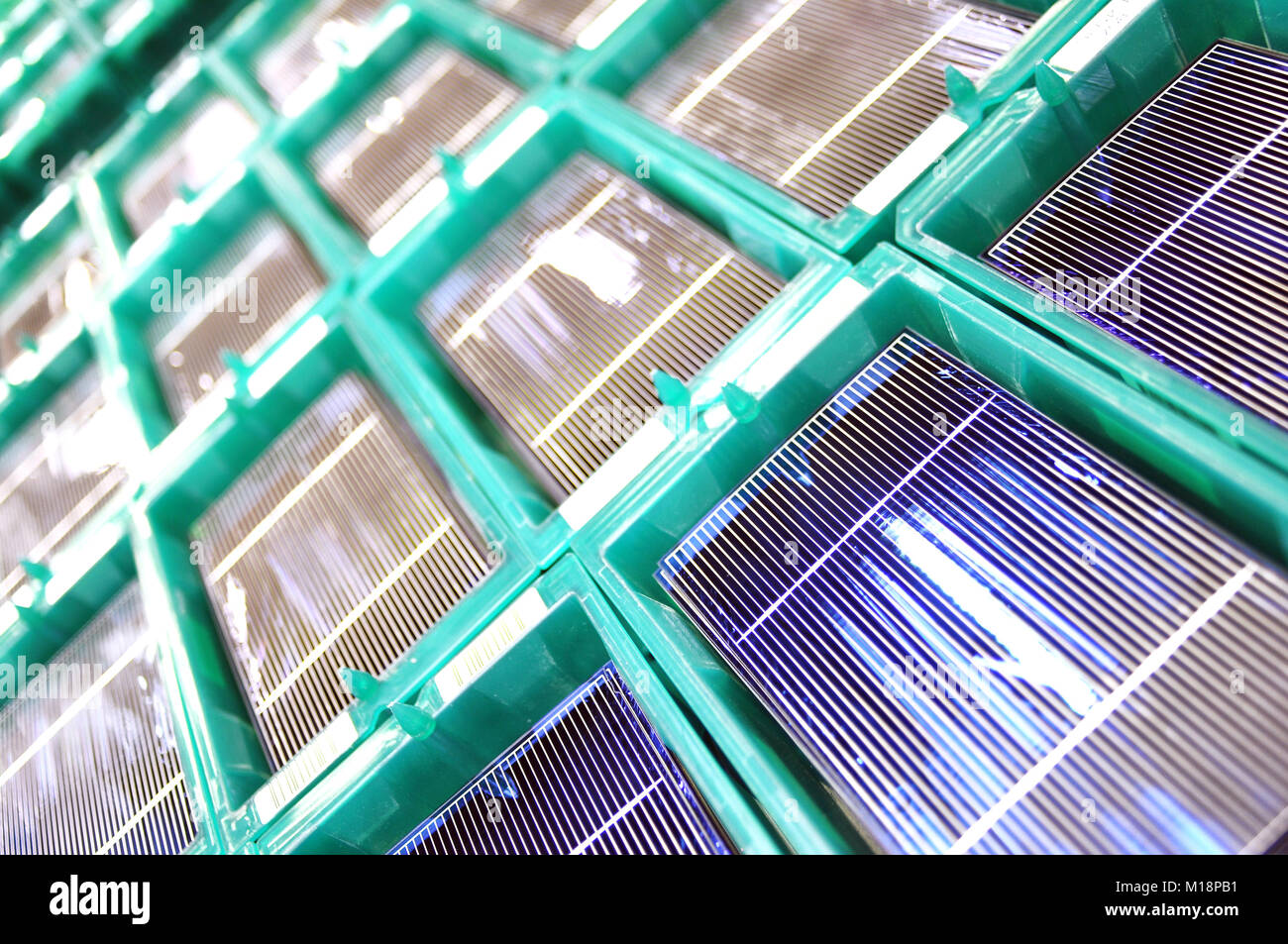 Die Produktion von Solarzellen - wafer Module für die Endmontage Stockfoto