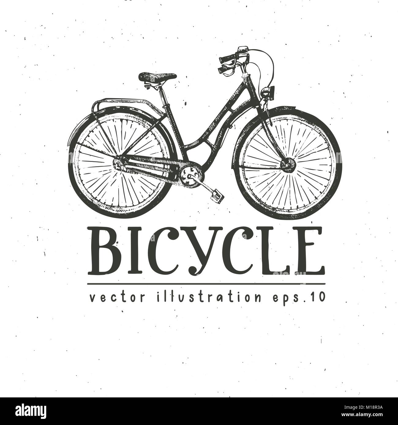 Fahrrad Hand gezeichnet Vektor Skizze, Tinte Bild altes Fahrrad auf weißem Hintergrund, Vintage dekorativen Stil für Design Grußkarte, Werbung, Mode drucken Stock Vektor