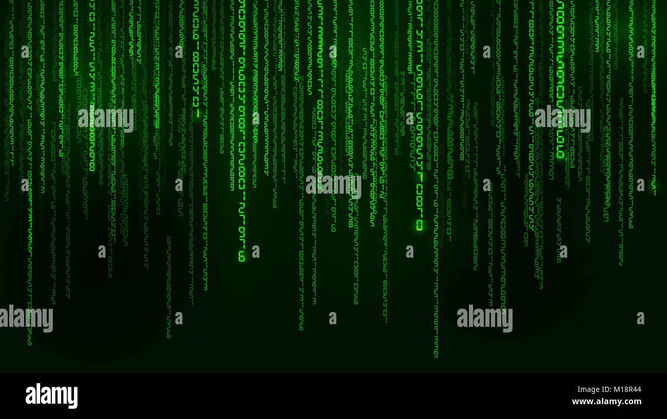 Hintergrund in einer Matrix Stil. Der zufallszahlen. Grün ist dominierende Farbe. Vector Illustration Stockfoto