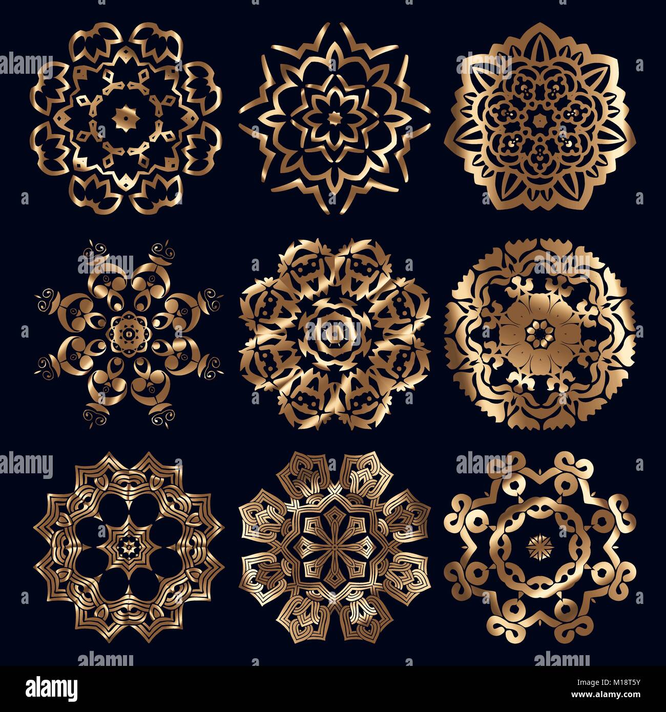 Goldenen alten muslimischen Motiv radial Ornament Elemente Stock Vektor