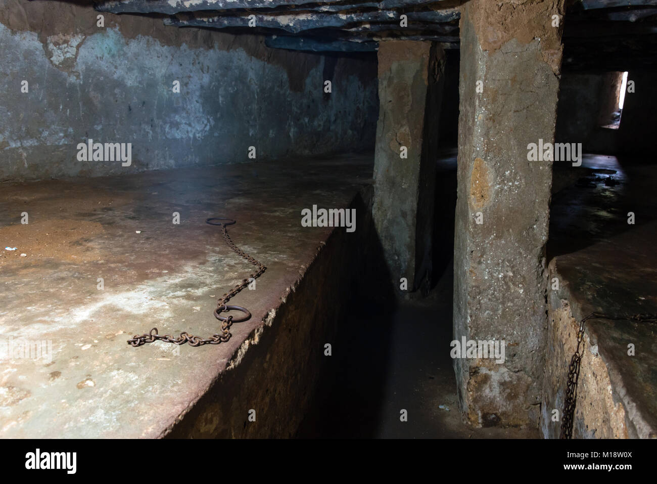 Slave Kammer in der Nähe des ehemaligen Sklavenhandel in Stone Town, UNESCO-Weltkulturerbe, Sansibar Stockfoto