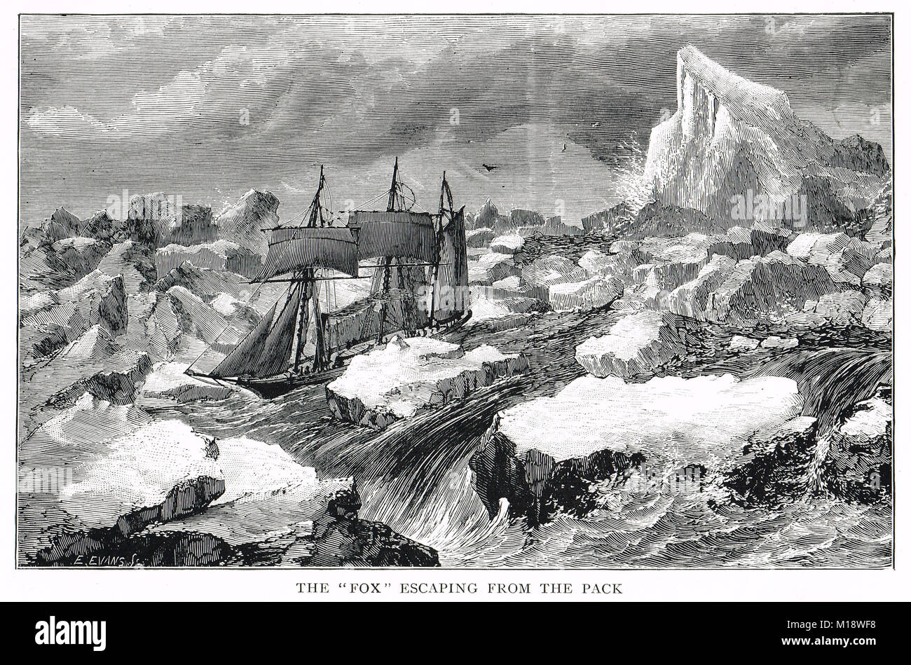 Die Steam Yacht Fox Flucht aus Packeis, 26. April 1858, McClintock arktischen Expedition Stockfoto