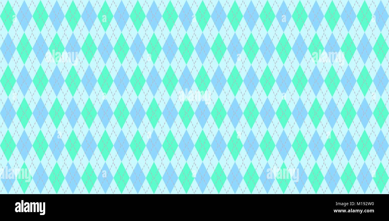 Türkis Blau nahtlose Argyle Muster. Traditionelle Rhombus Diamond Textil Textur. Stockfoto
