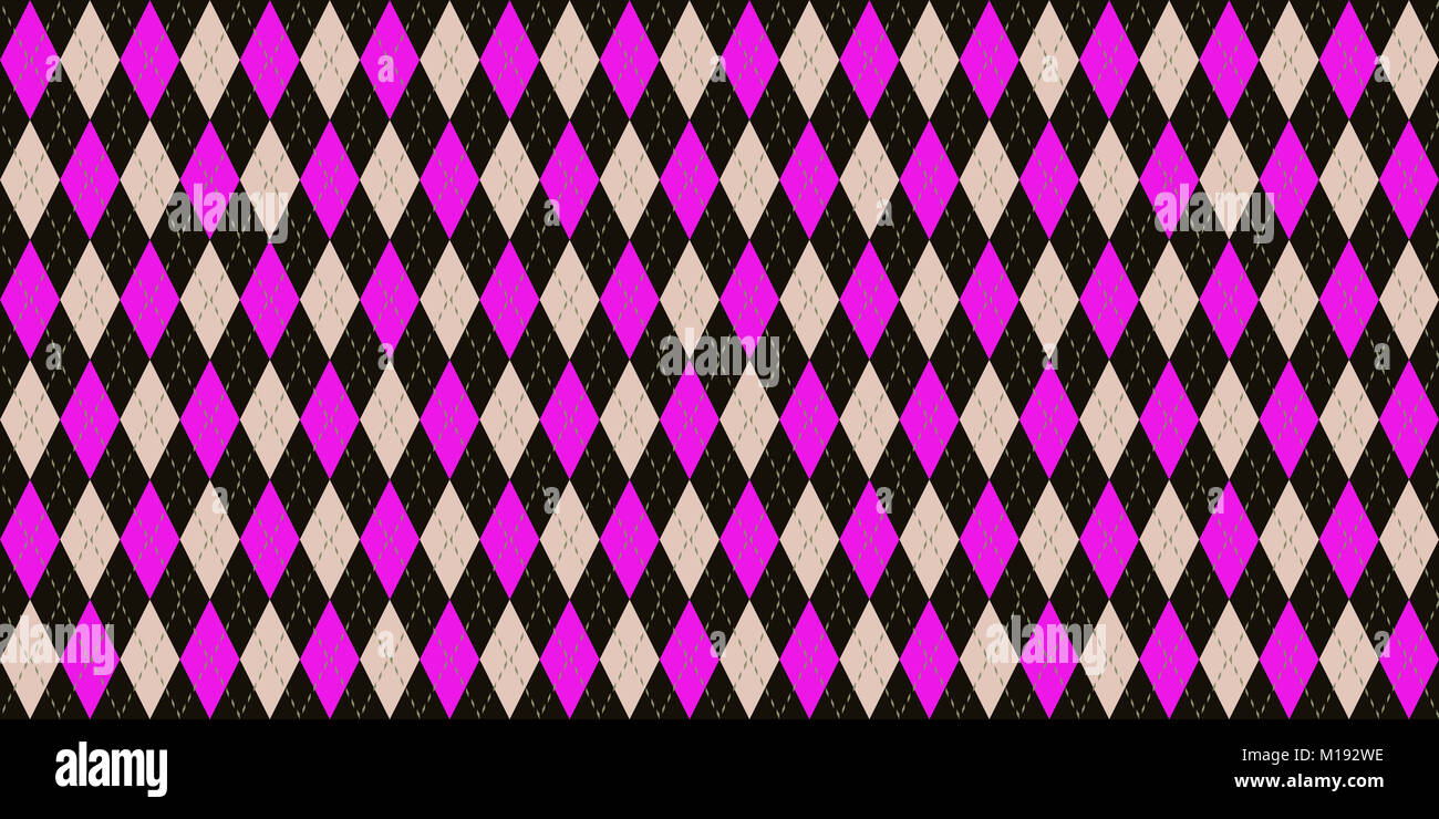 Violett nahtlose Argyle Muster. Retro Fabric Hintergrund. Traditionelle Rhombus Diamond Textil Textur. Stockfoto