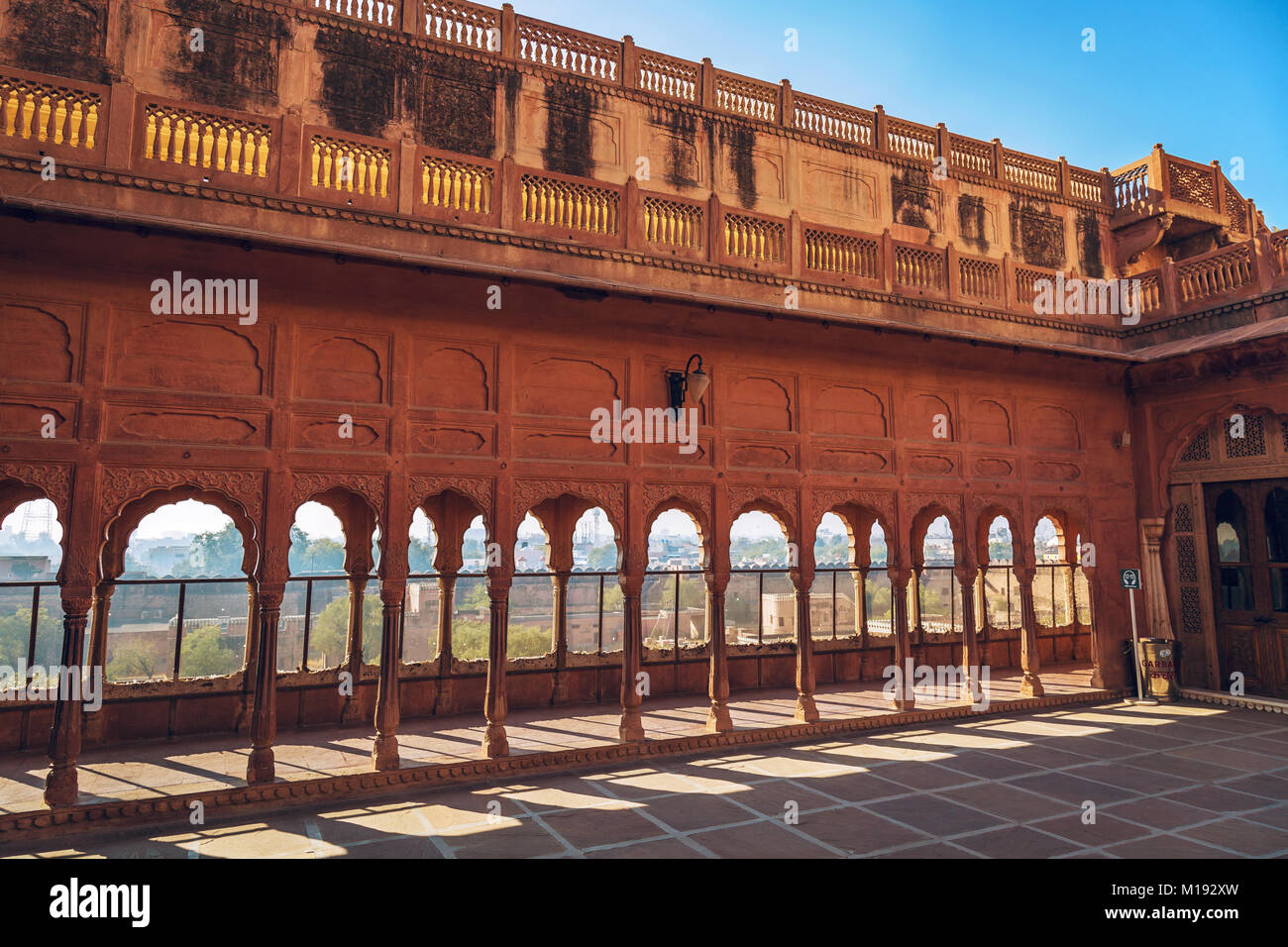Junagarh Fort Bikaner Rajasthan aus rotem Sandstein Architektur. Stockfoto