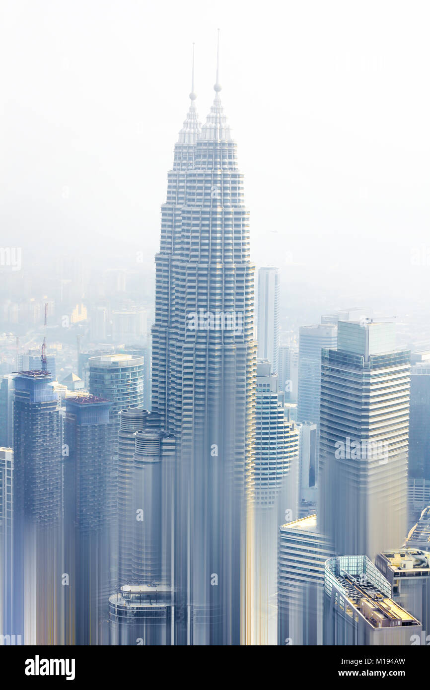 Wolkenkratzer Skyline in Stadt künstlerische Abbildung Stockfoto