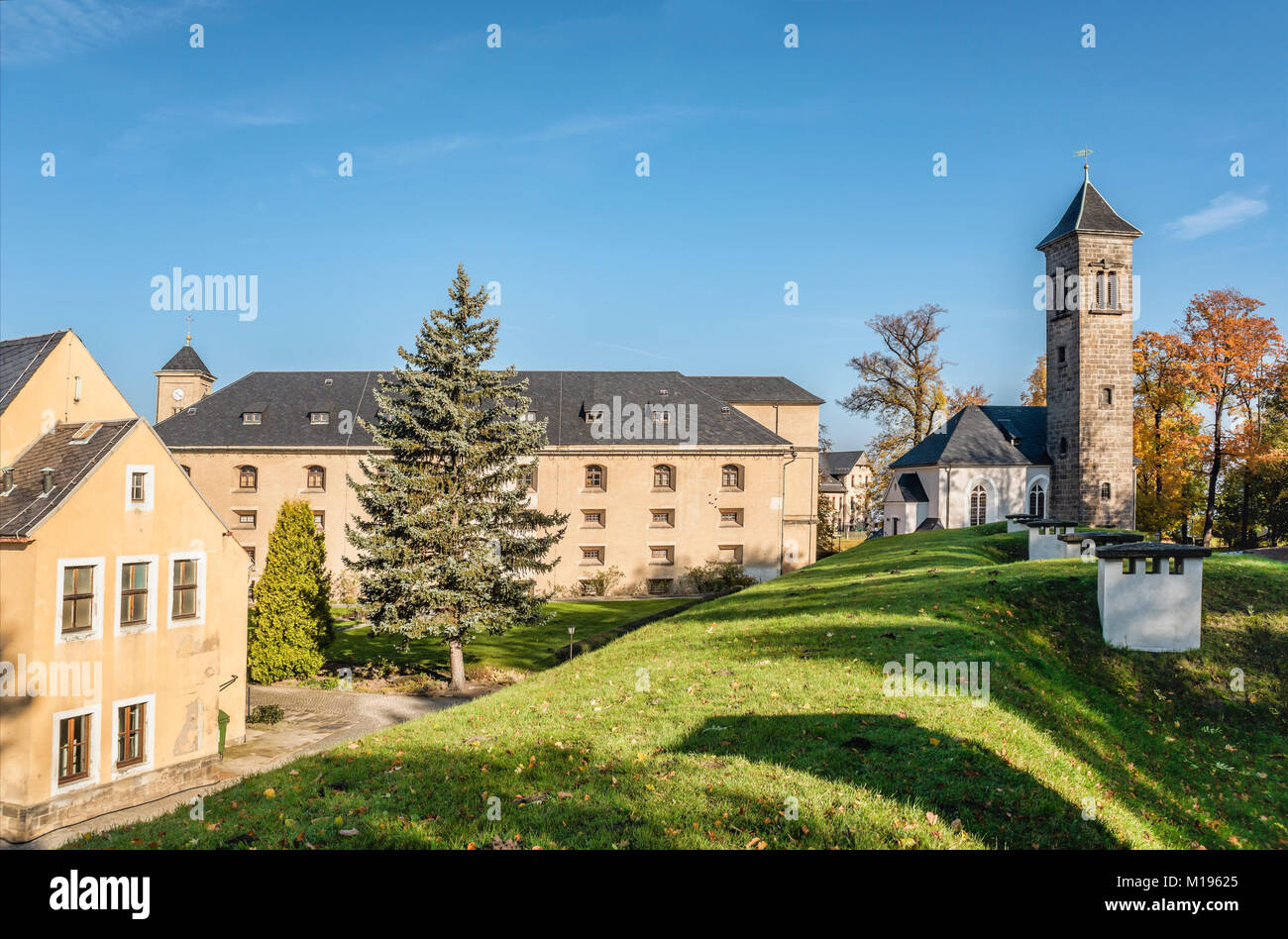 Ehemalige Kasernen auf der Festung Königsstein, Sachsen, Deutschland Stockfoto
